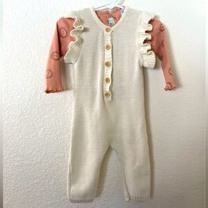 Charlotte&star 2 piece knitted romper and long sleeve top, 6-9m.